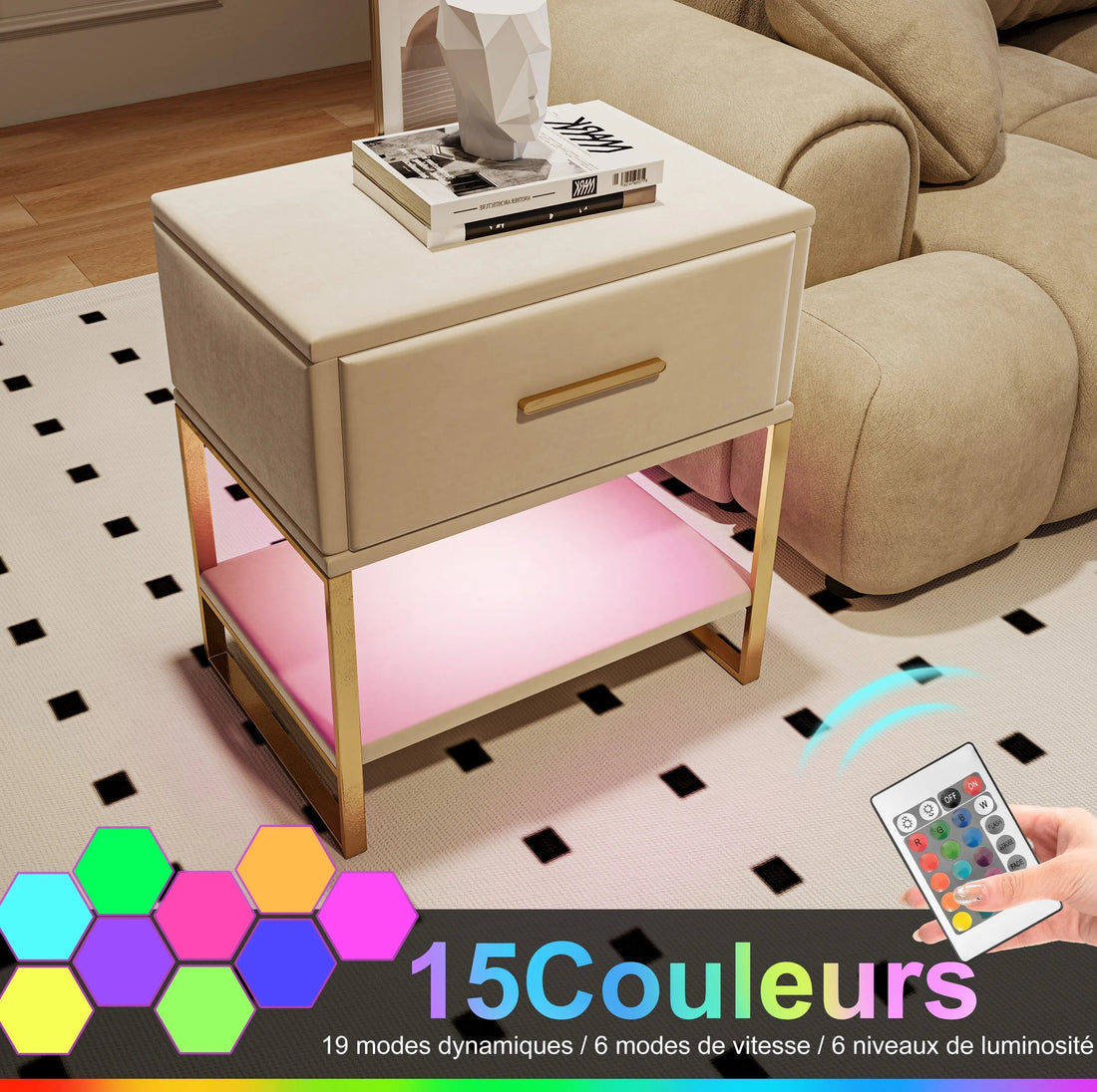 Table de chevet scandinave lot de 2 tables basse de nuit - vente privée 14:29Style A-Beige-PU;200007763:201336101