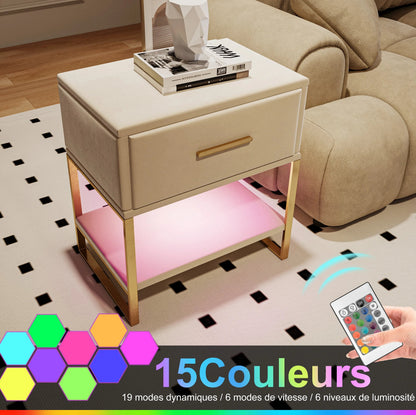 Table de chevet scandinave lot de 2 tables basse de nuit - vente privée 14:29Style A-Beige-PU;200007763:201336101