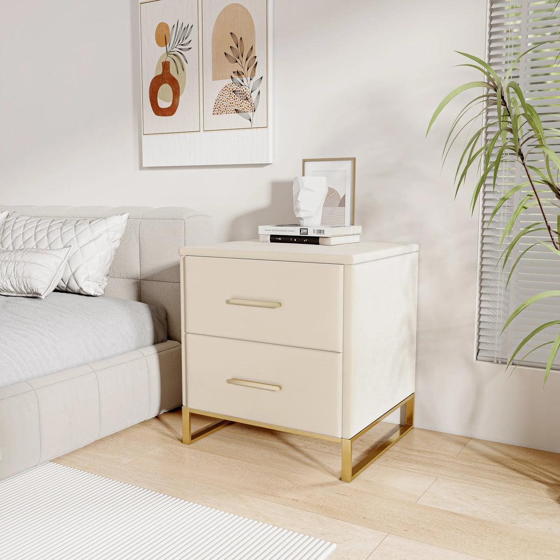 Table de chevet scandinave lot de 2 tables basse de nuit - vente privée 14:29Style A-Beige-PU;200007763:201336101