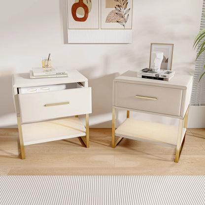 Table de chevet scandinave lot de 2 tables basse de nuit - vente privée 14:29Style A-Beige-PU;200007763:201336101