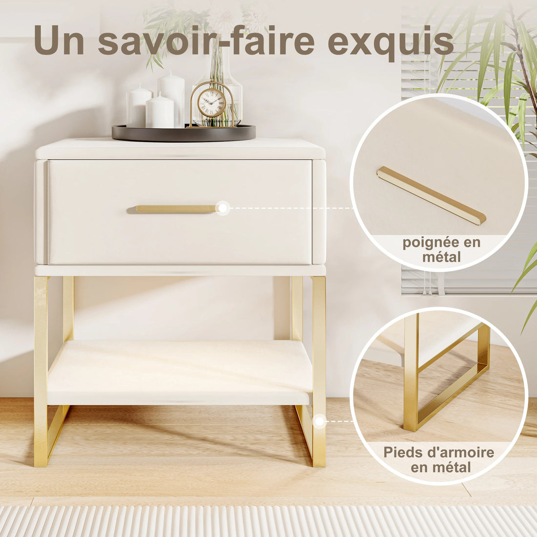 Table de chevet scandinave lot de 2 tables basse de nuit - vente privée 14:29Style A-Beige-PU;200007763:201336101