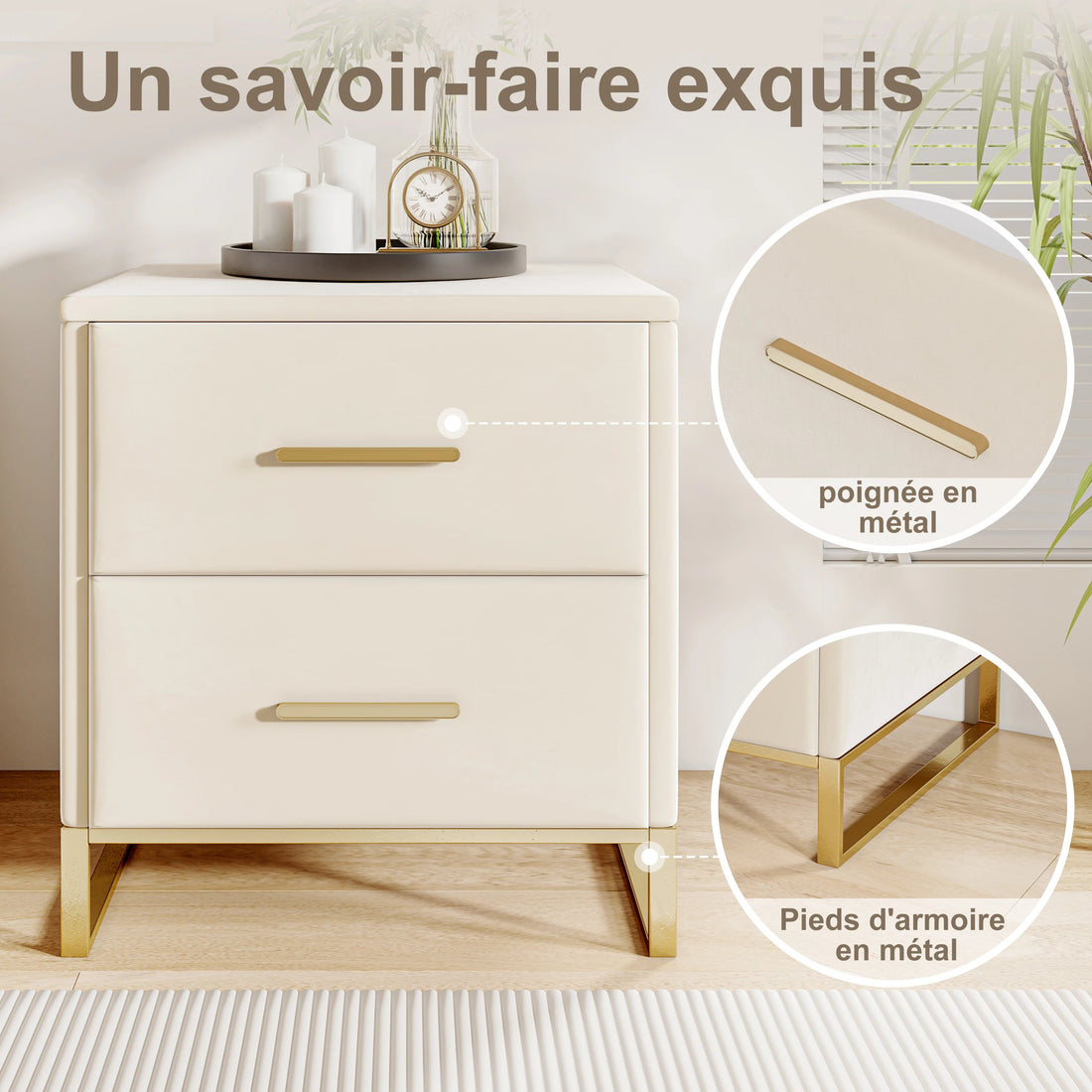 Table de chevet scandinave lot de 2 tables basse de nuit - vente privée 14:29Style A-Beige-PU;200007763:201336101