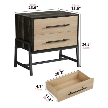 Table de chevet style campagnard 2 tiroirs - vente privée 14:10Wood;200007763:203372089