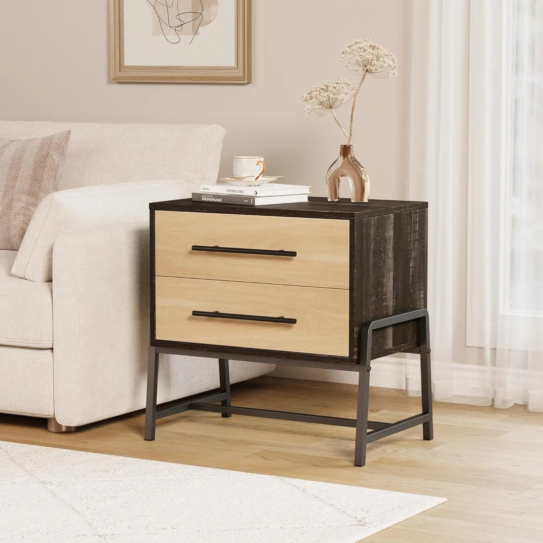 Table de chevet style campagnard 2 tiroirs - vente privée 14:10Wood;200007763:203372089