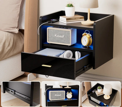 Table de chevet suspendu design flottante en option noir /blanc - vente privée 14:1732 PCS White;200007763:201336101