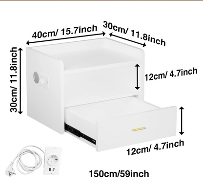 Table de chevet suspendu design flottante en option noir /blanc - vente privée 14:1732 PCS White;200007763:201336101