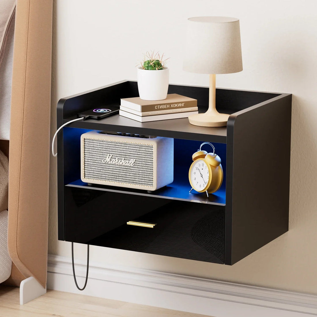 Table de chevet suspendu design flottante en option noir /blanc - vente privée 14:1931 PCS Black;200007763:201336101