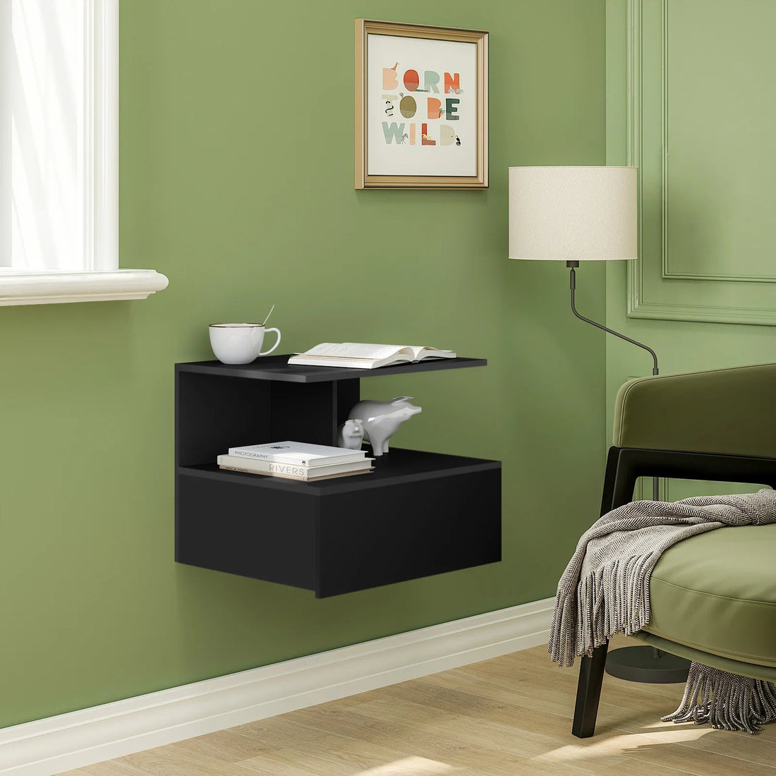 Table de chevet suspendue en bois 2 ensembles - vente privée 14:29;200007763:201336101