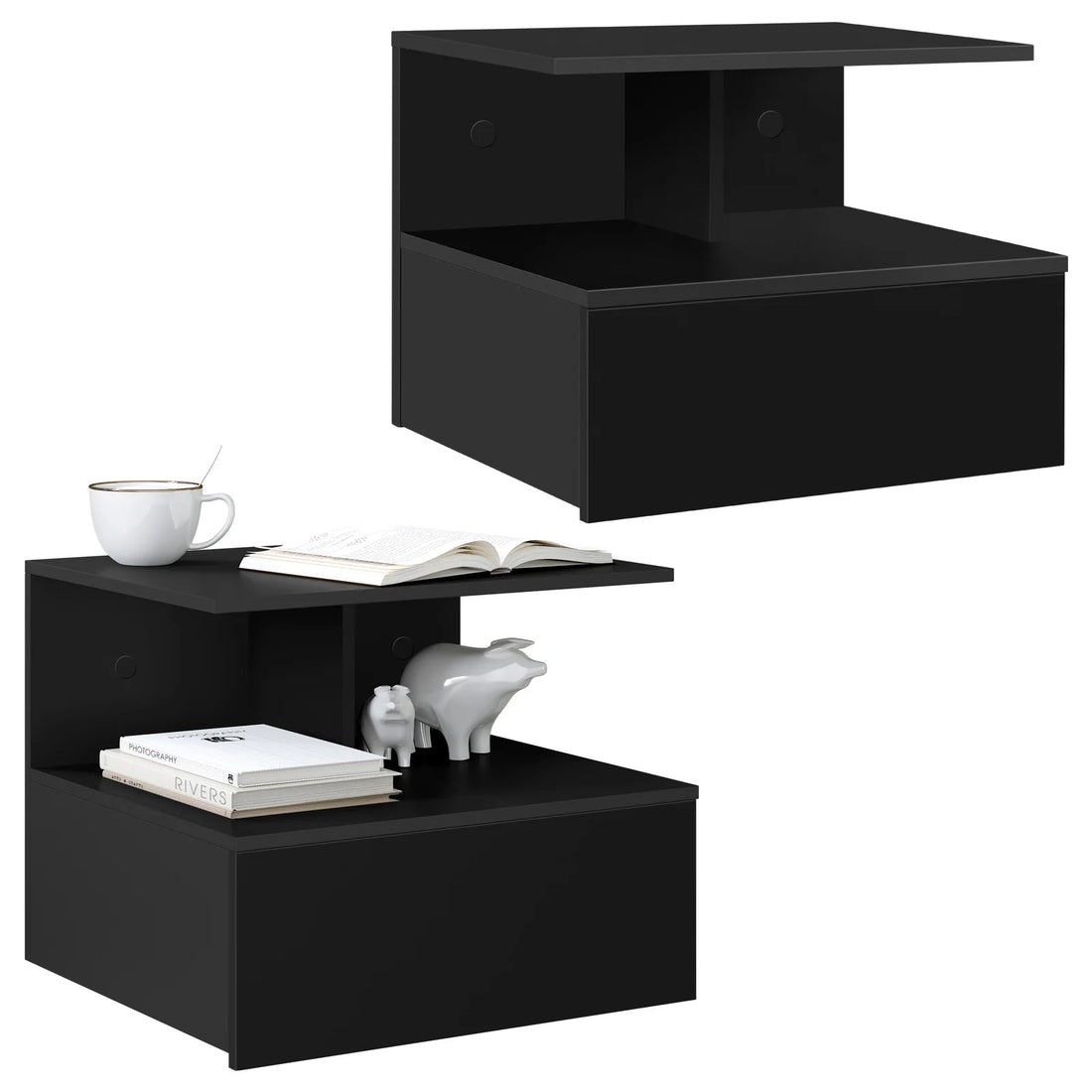 Table de chevet suspendue en bois 2 ensembles - vente privée 14:29;200007763:201336101