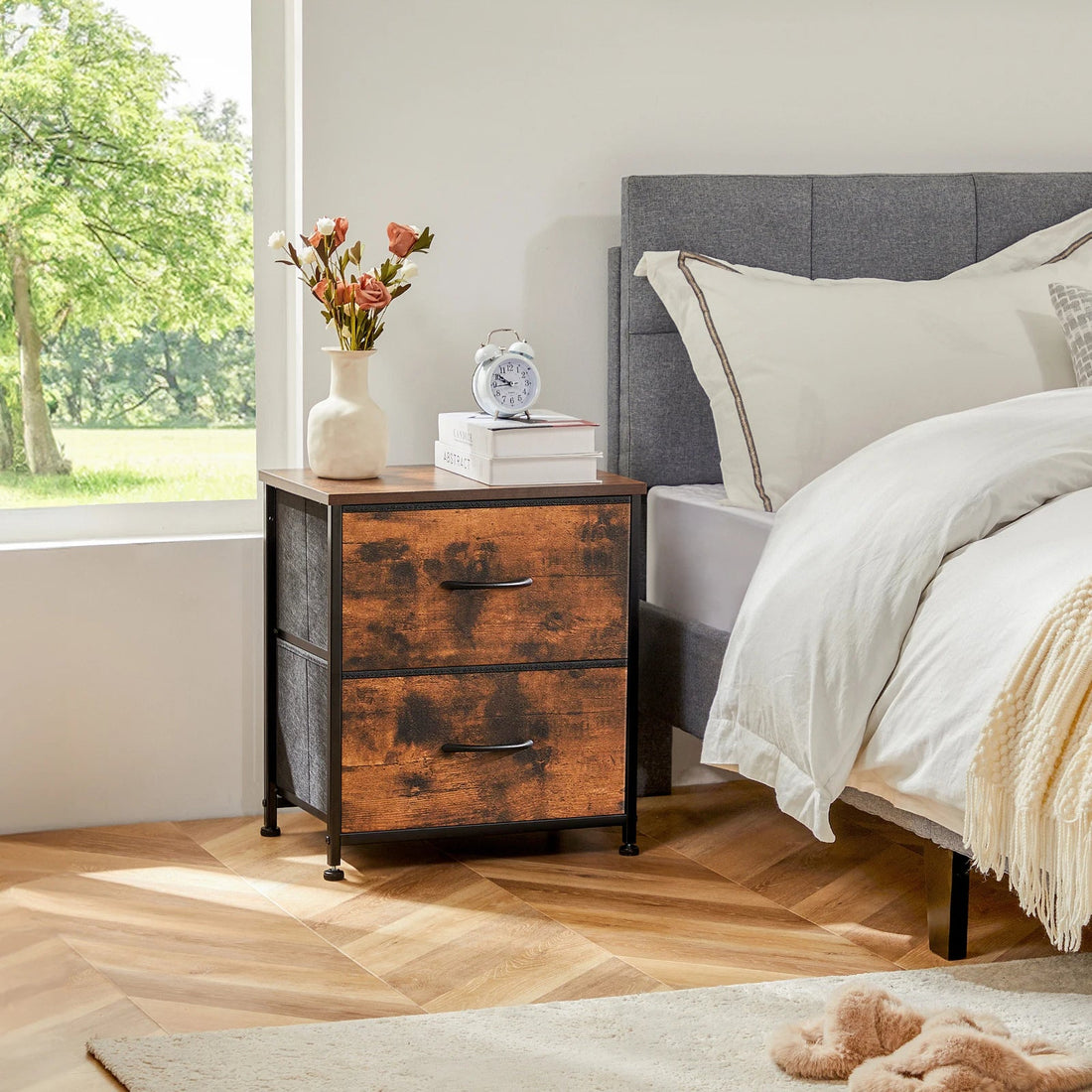 Table de chevet tiroir de style vintage - vente privée 14:3654581PACK Brown;200007763:201336101