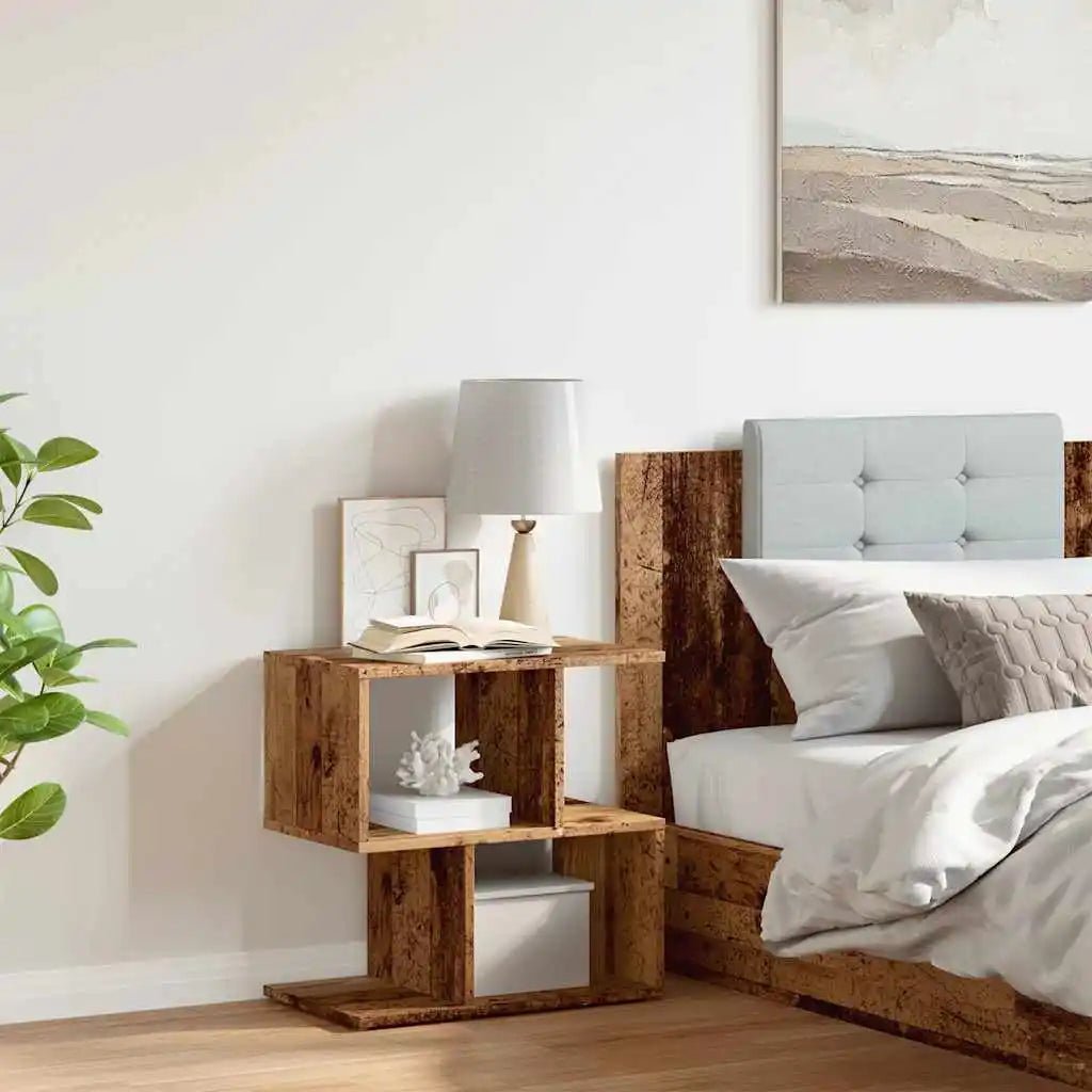 Table De Chevet Vintage Vieux Bois Premium 50X30X51,5 cm - vente privée 14:-1;200007763:201336342