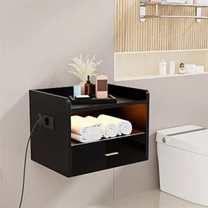 Table de nuit à un tiroir avec une bande lumineuse - 14:1731pcs Black;200007763:201336101