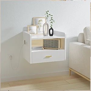 Table de nuit à un tiroir avec une bande lumineuse - 14:1751pcs White;200007763:201336101