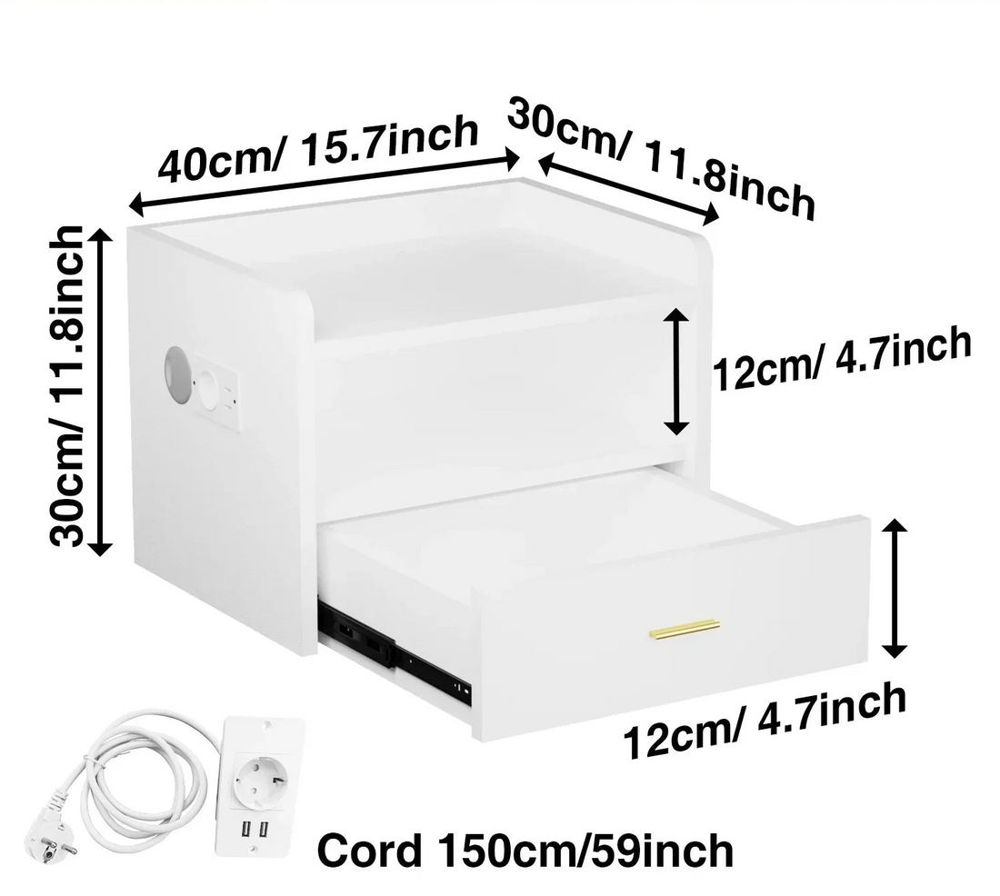 Table de nuit à un tiroir avec une bande lumineuse - vente privée 14:1751pcs White;200007763:201336101