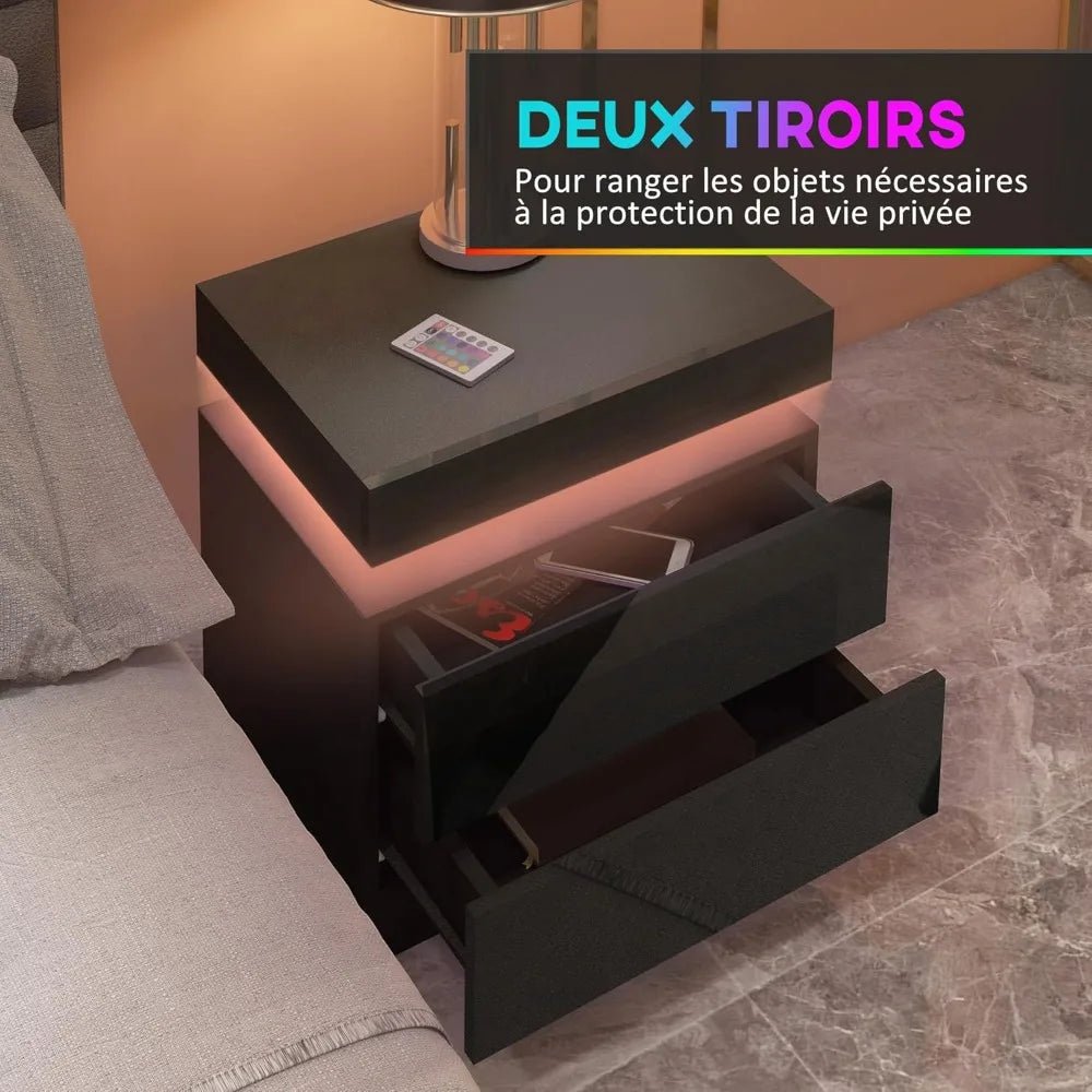Table de nuit avec éclairage LED - vente privée 14:10Noir;200007763:201336342