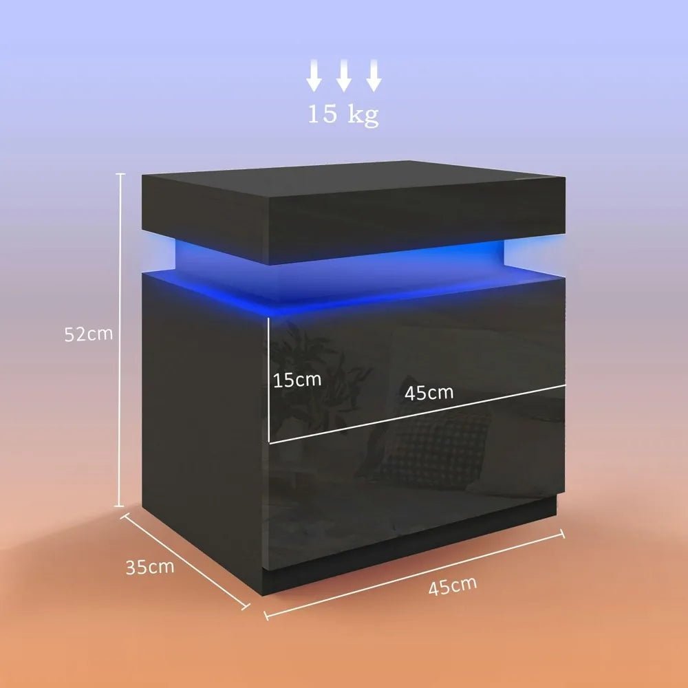 Table de nuit avec éclairage LED - vente privée 14:10Noir;200007763:201336342