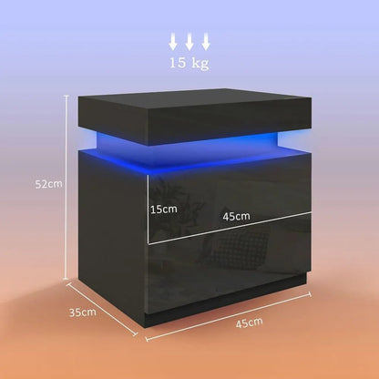 Table de nuit avec éclairage LED - vente privée 14:10Noir;200007763:201336342