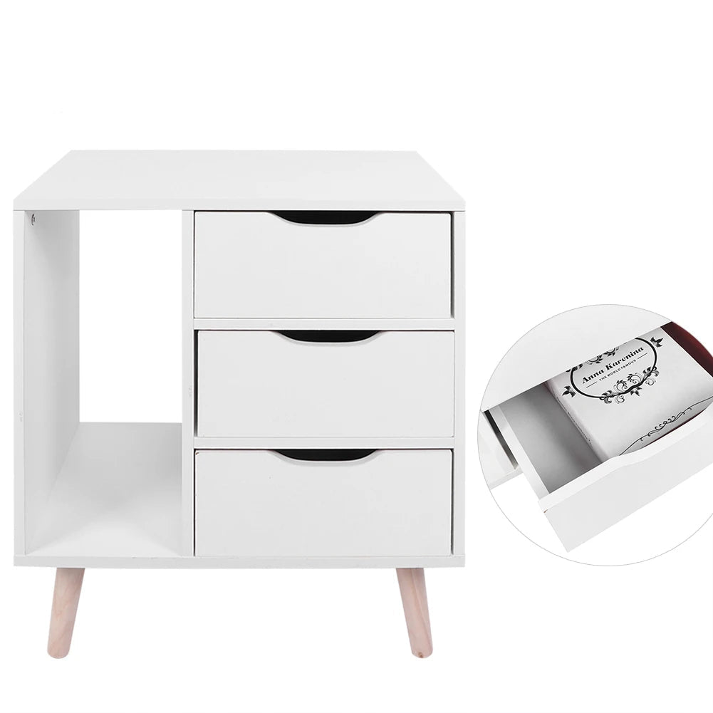 Table de nuit avec tiroir de couleur blanche - vente privée 200007763:203287806