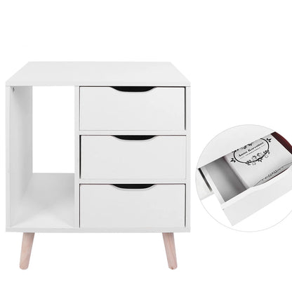 Table de nuit avec tiroir de couleur blanche - vente privée 200007763:203287806