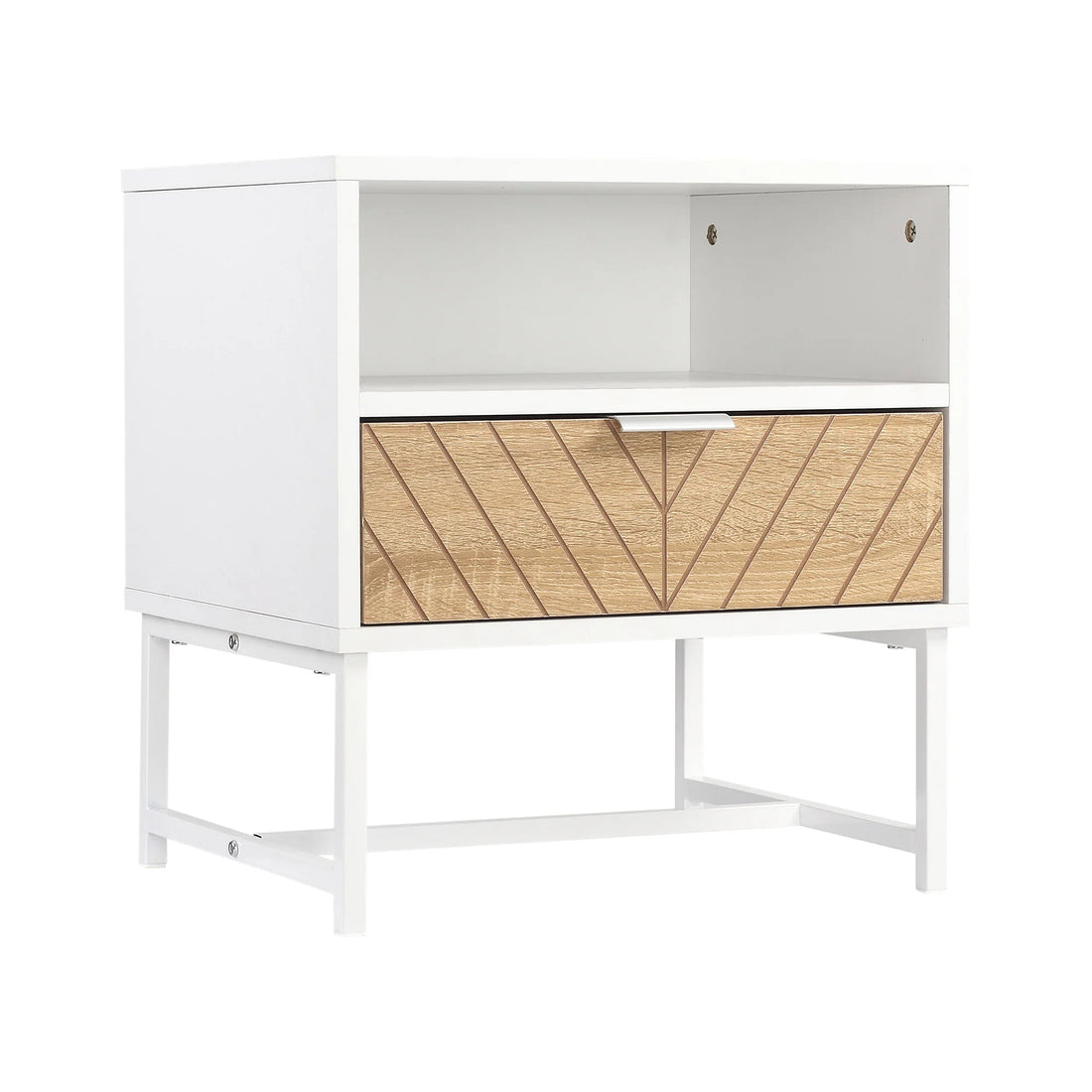 Table de nuit blanche avec tiroir et compartiment - 45X39X48 cm - vente privée 14:29White;200007763:201336104