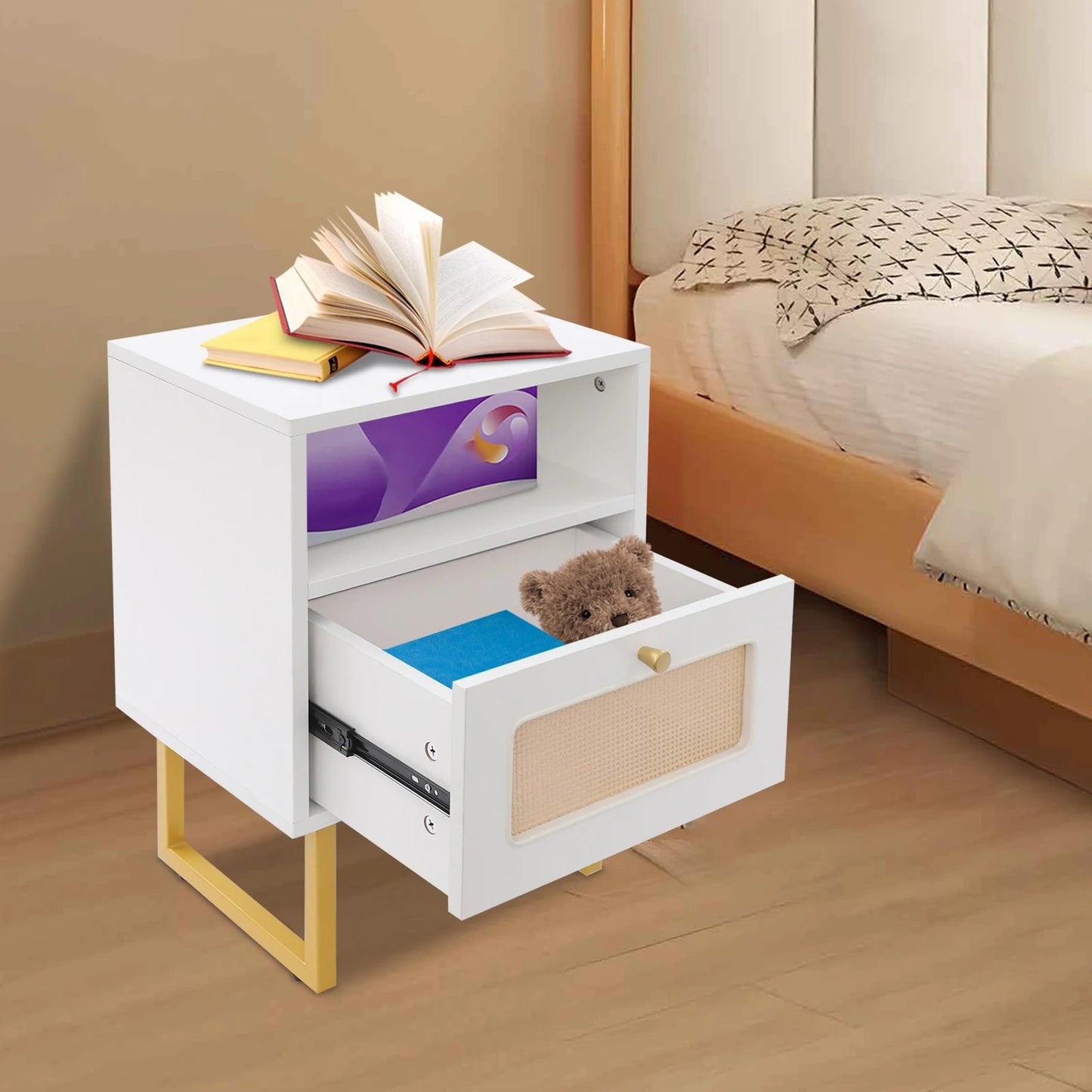 Table de nuit blanche avec tiroir magnifique - 14:29;200007763:201336101