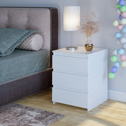 Table de nuit blanche getone avec 3 tiroirs - vente privée 200007763:201336101