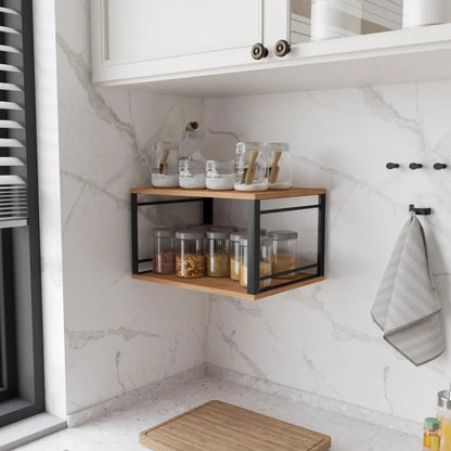 Table de nuit bois clair et métal pour mur à LED - 14:29Brown;200007763:201336101