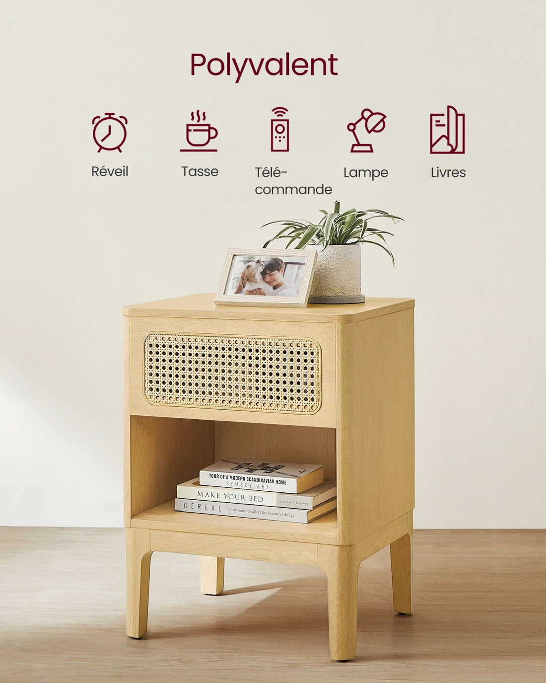 Table de nuit bois foncé - 1 pièce - vente privée 14:200006153Couleur Boisée;200007763:201336342