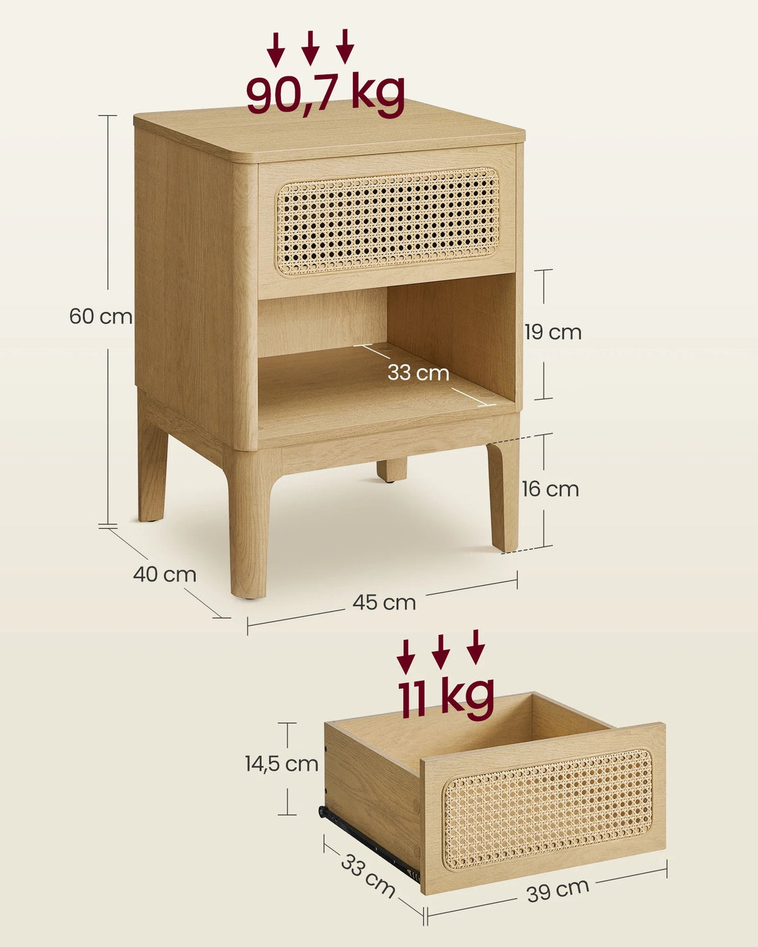 Table de nuit bois foncé - 1 pièce - vente privée 14:200006153Couleur Boisée;200007763:201336342