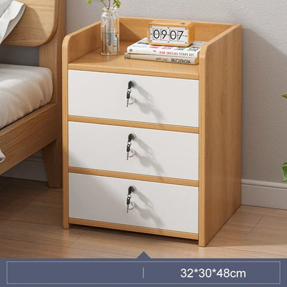 Table de nuit compacte avec 3 tiroirs moderne - vente privée 14:175Lock Nordic Maple 3L