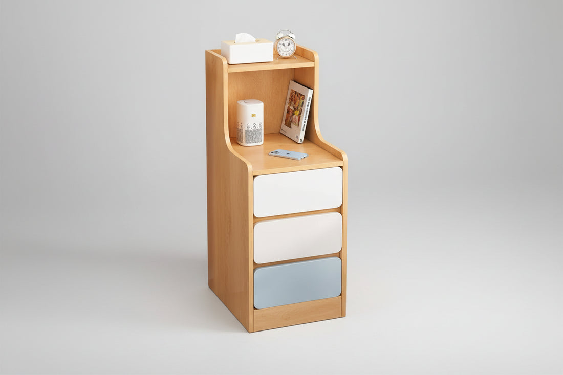 Table de nuit compacte avec 3 tiroirs moderne - vente privée 14:366brushed have lock 3L