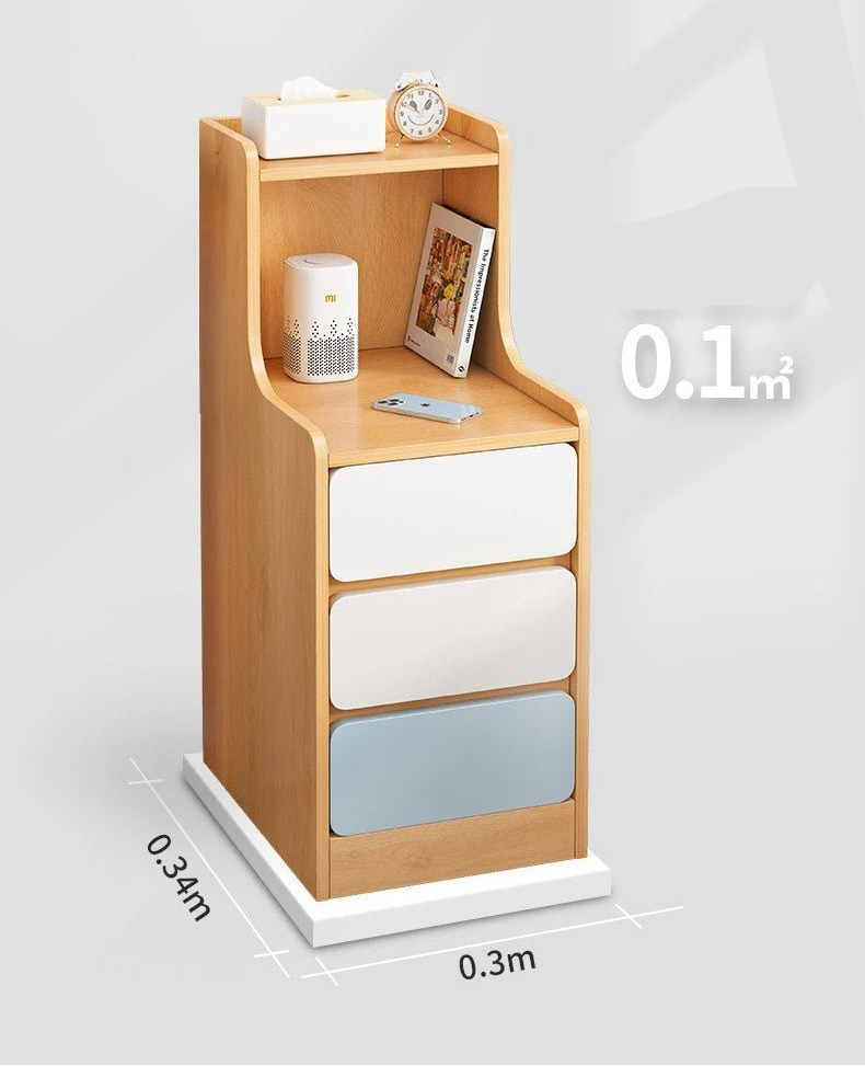 Table de nuit compacte avec 3 tiroirs moderne - vente privée 14:366brushed have lock 3L
