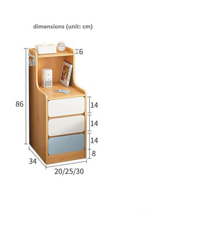 Table de nuit compacte avec 3 tiroirs moderne - vente privée 14:366brushed have lock 3L