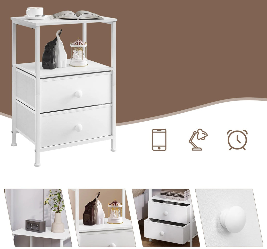 Table de nuit compartiment ouvert blanc avec tiroirs - vente privée 14:29;200007763:201336101