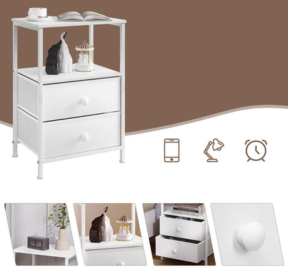 Table de nuit compartiment ouvert blanc avec tiroirs - vente privée 14:29;200007763:201336101