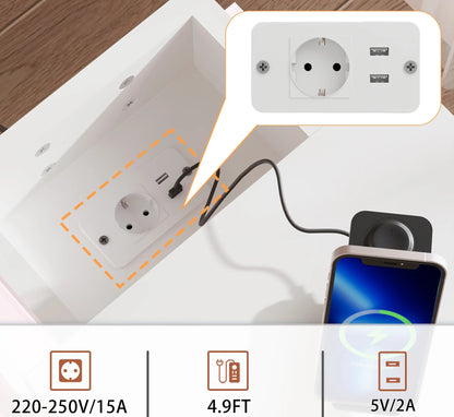 Table de nuit connecté avec station de charge et 3 tiroirs - vente privée 14:29White;200007763:201336101