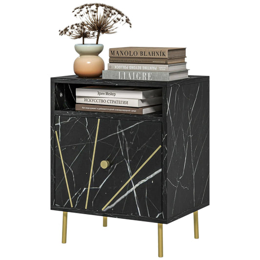 Table de nuit effet marbre 39X30X50 cm Noir - vente privée 200007763:201336104