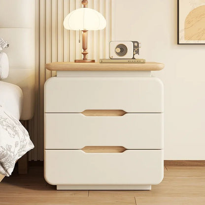 Table de nuit en bois massif couleur crème premium - vente privée 14:10Style A2 40x37x51cm