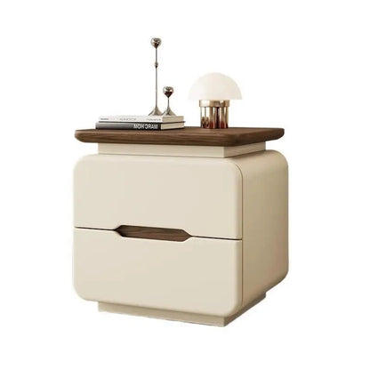 Table de nuit en bois massif couleur crème premium - vente privée 14:10Style A2 40x37x51cm
