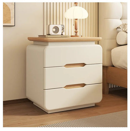 Table de nuit en bois massif couleur crème premium - vente privée 14:10Style A2 40x37x51cm