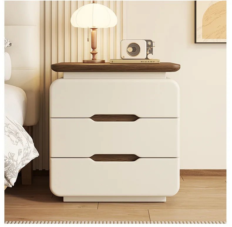 Table de nuit en bois massif couleur crème premium - vente privée 14:10Style A2 40x37x51cm