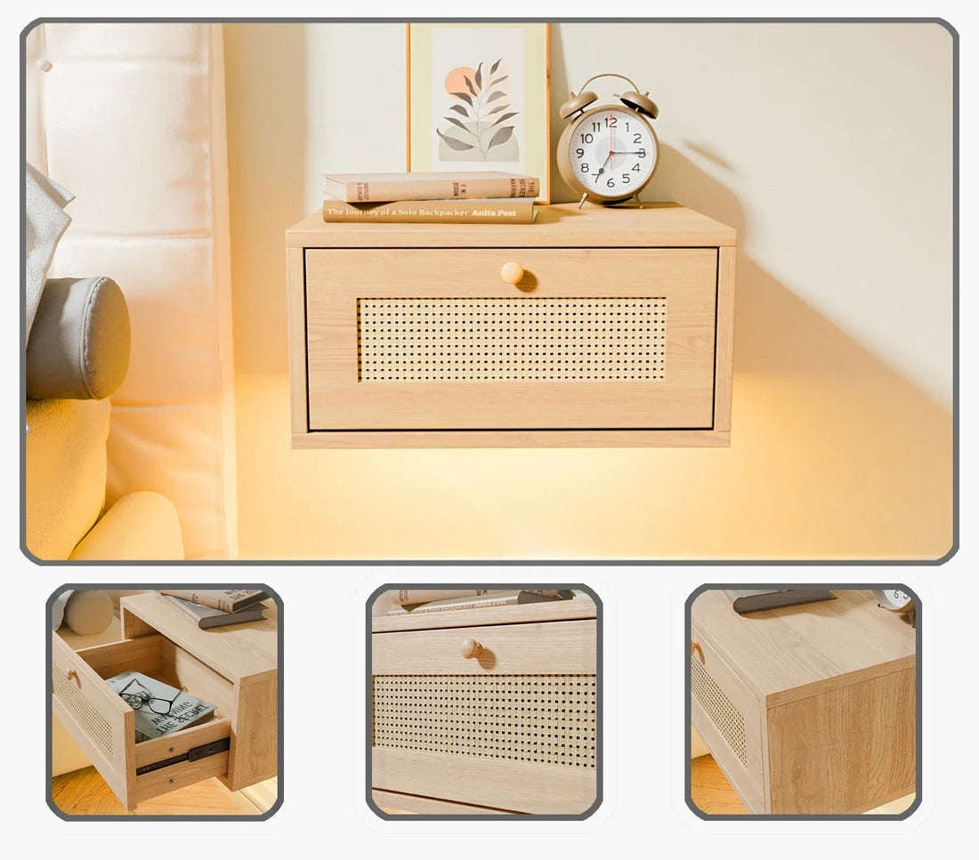 Table de nuit en bois moderne suspendue 1 pièce - vente privée 14:173Brown;200007763:201336101
