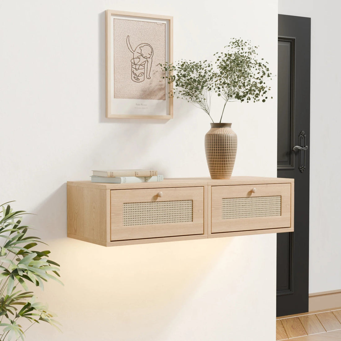 Table de nuit en bois moderne suspendue 1 pièce - vente privée 14:173Brown;200007763:201336101