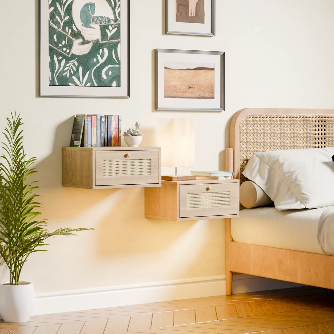 Table de nuit en bois moderne suspendue 1 pièce - vente privée 14:173Brown;200007763:201336101