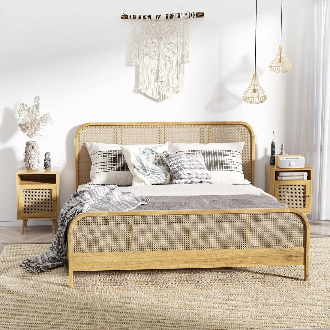Table de nuit en rotin 2 pièces ensembles pour chambre 39X35X60 cm - vente privée 14:-1;200007763:201336104;5:-1