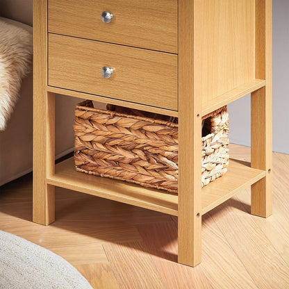 Table de nuit étagère en bois avec 2 tiroirs - 45 x 60 x 35cm - vente privée 14:774;200007763:201336101