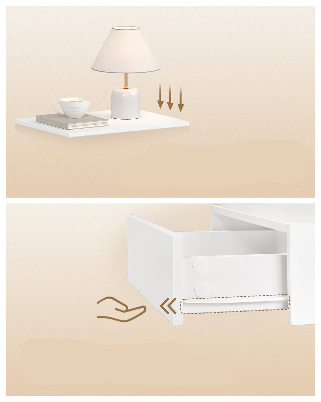 Table de nuit flottante blanche pour chambre - 1 pièce - vente privée 14:29;200007763:201336101