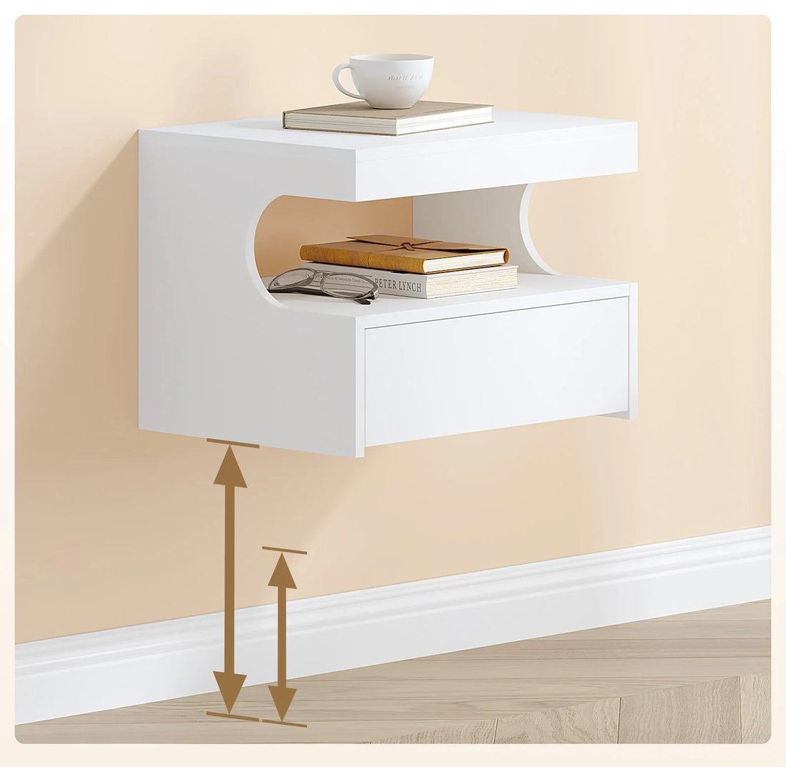 Table de nuit flottante blanche pour chambre - 1 pièce - vente privée 14:29;200007763:201336101