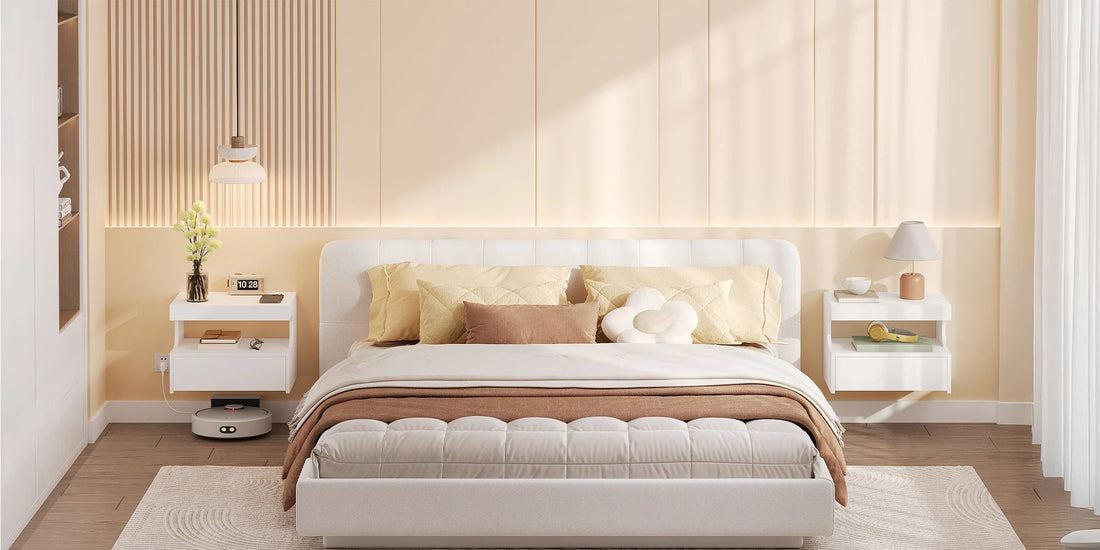 Table de nuit flottante blanche pour chambre - 1 pièce - vente privée 14:29;200007763:201336101