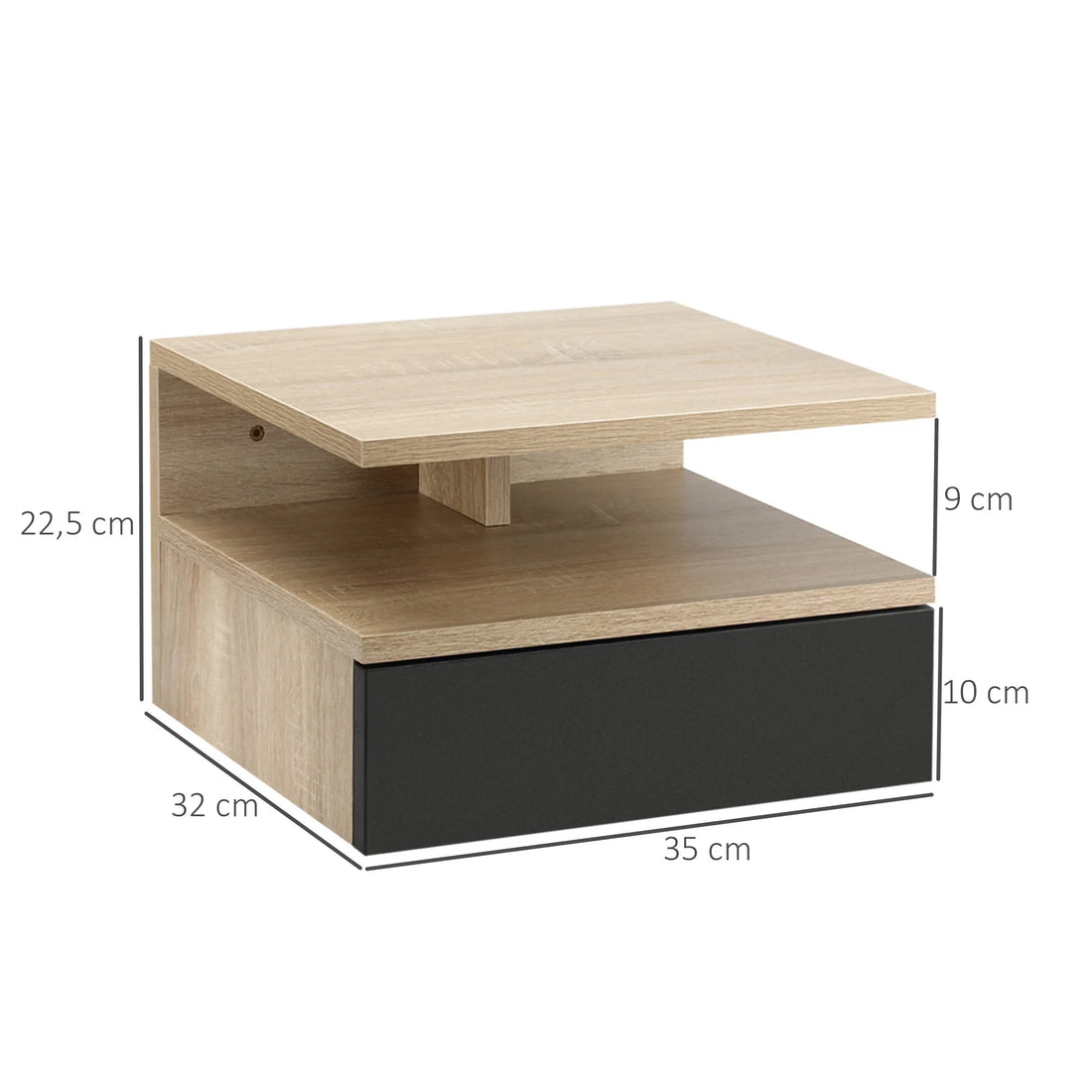Table de nuit flottante de luxe lot de 2 ensembles - 35X32X22.5 cm - vente privée 14:774Natural;200007763:201336342